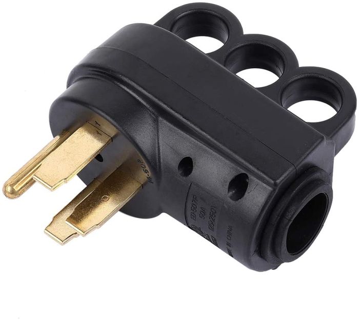 50 Amp Electrical Cord Male RV Replacement Plug Cord Power Grip Black