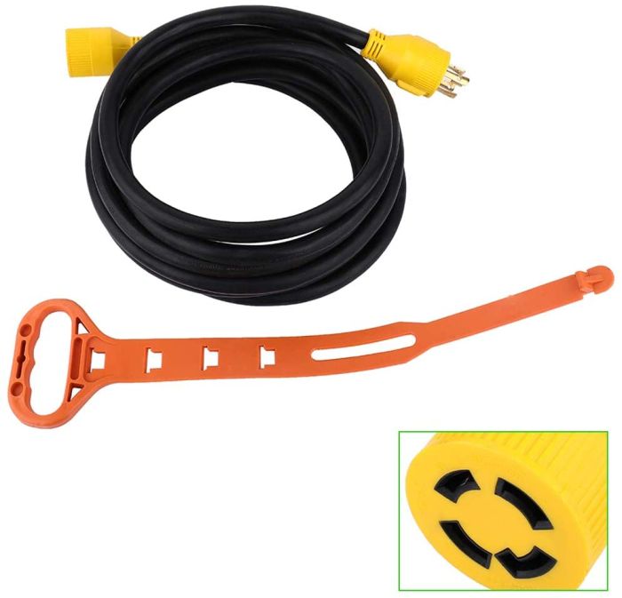 Generator Extension Cord 20 Ft 4 Prong 30 Amp Adapter Plug