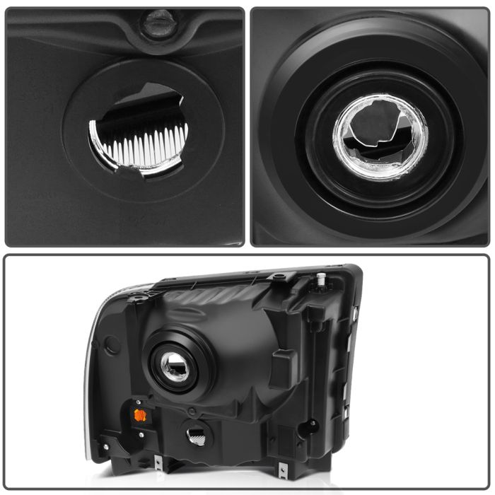 2005-2007 Ford F250 F350 Headlights Assembly Driver and Passenger Side Black Housing 