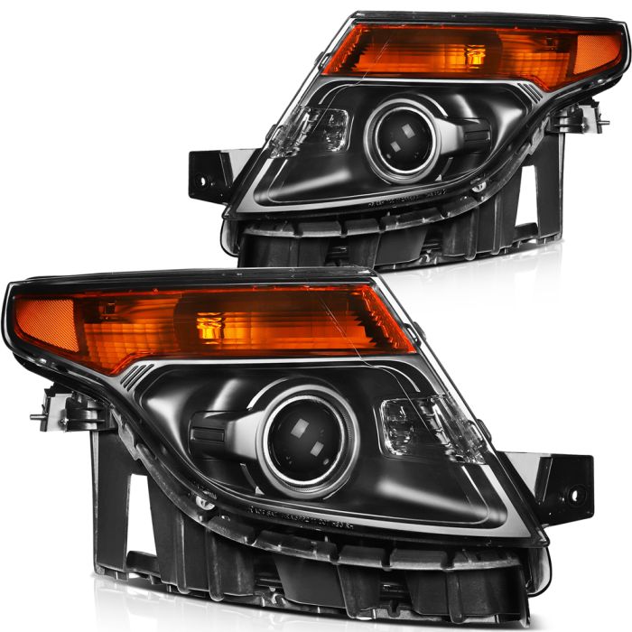 2011-2015 Ford Explorer Headlights Assembly Driver and Passenger Side Black Housing
