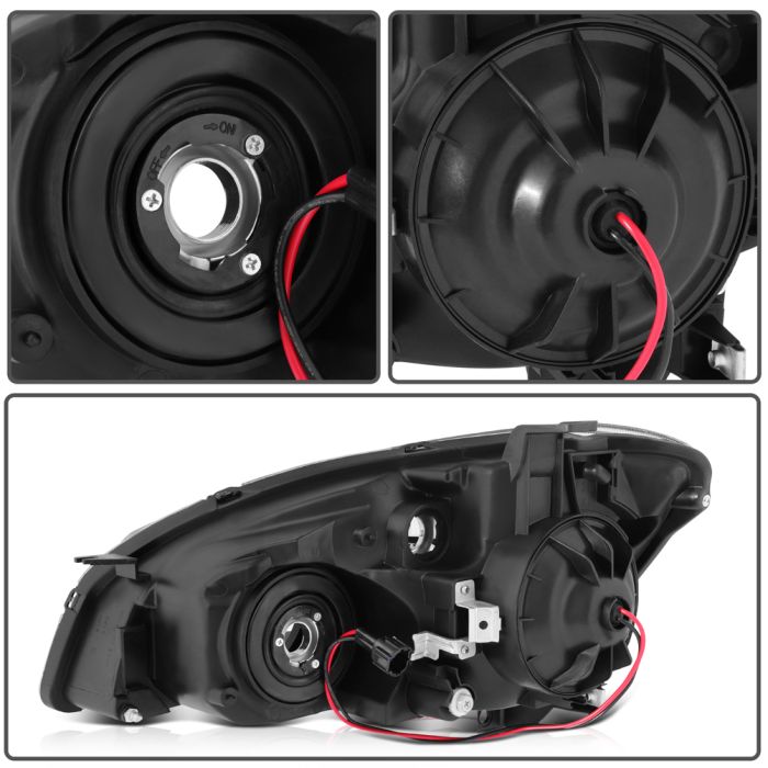 2005-2006 Nissan Altima Headlights Assembly Driver and Passenger Side Black Housing