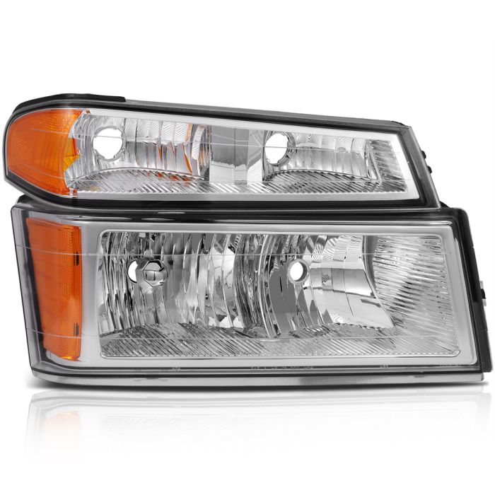 2004-2012 Chevy Colorado/GMC Canyon Headlight Assembly Driver and Passenger Side Chrome Housing