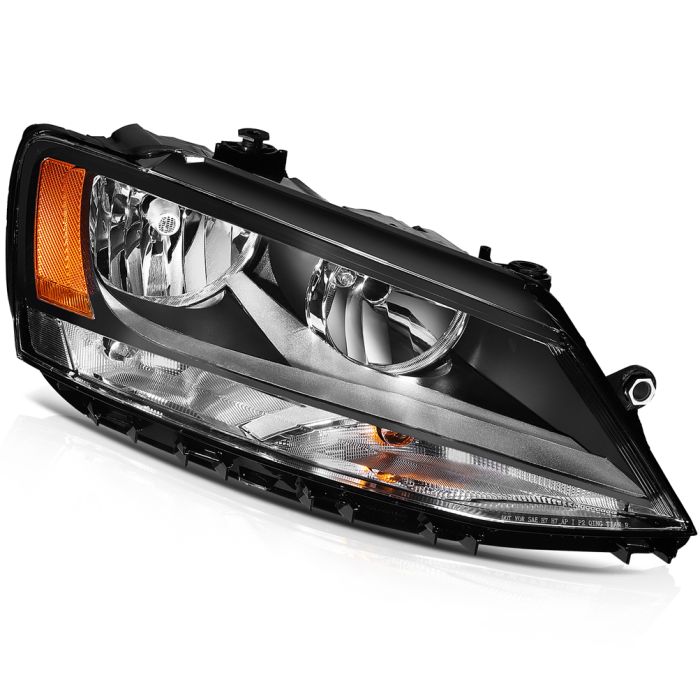 Pair Black Housing Headlight Assemblies For VW Jetta 2011-2018 | Clear Lens | Cardoor_parts