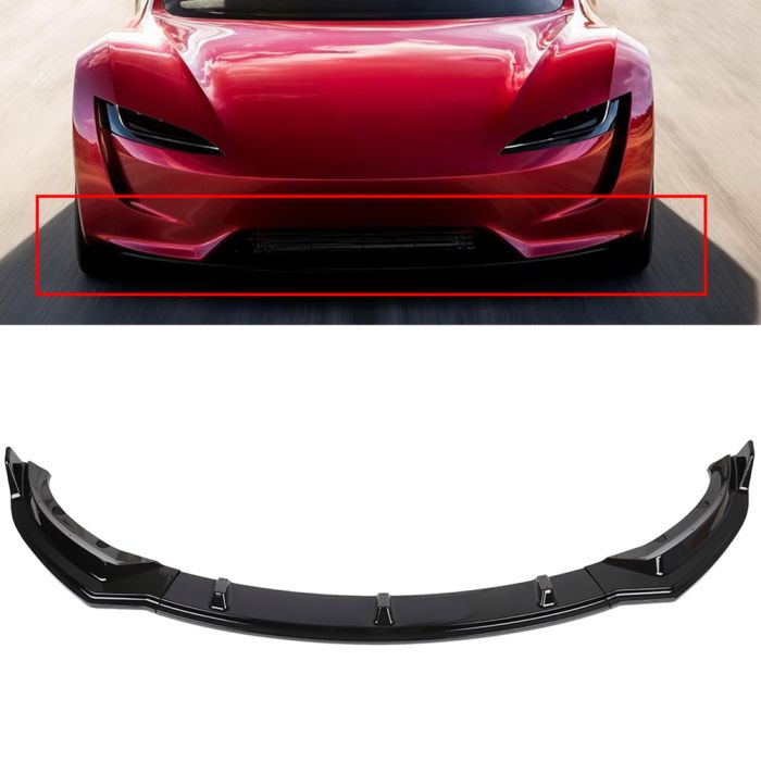 For 2017-2020 Tesla Model 3 3PC Glossy Black Front Bumper Lip Spoiler Splitter