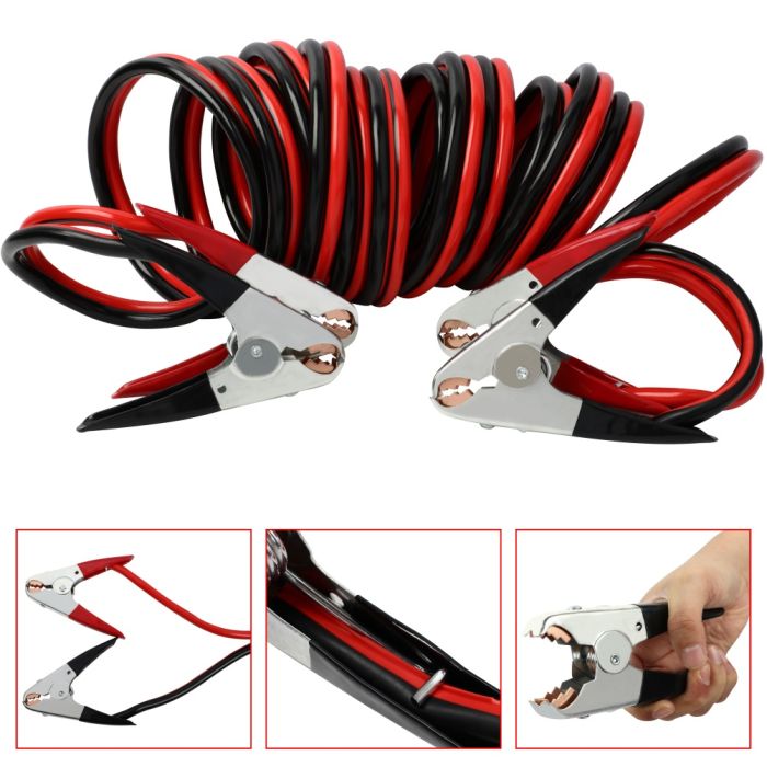 25ft 2 Gauge Booster Jumper Cables Automotive Car Jumping Cables Heavy Duty