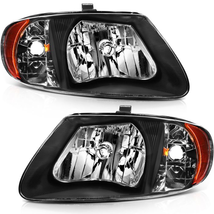 2001-2007 Chrysler Town & Country/Dodge Caravan Headlights Assembly Driver and Passenger Side Black Housing