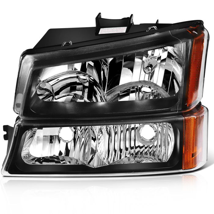 2003-2006 Chevy Avalanche 1500 2500 Headlight Assembly Driver and Passenger Side Black Housing