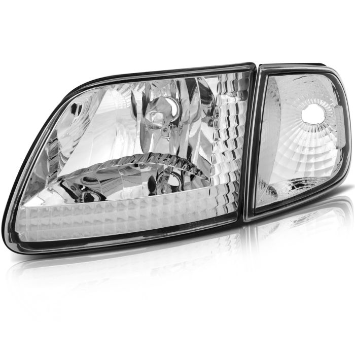 1997-2002 Ford Expedition/97-03 F150 Headlights Assembly Driver and Passenger Side Chrome Housing 