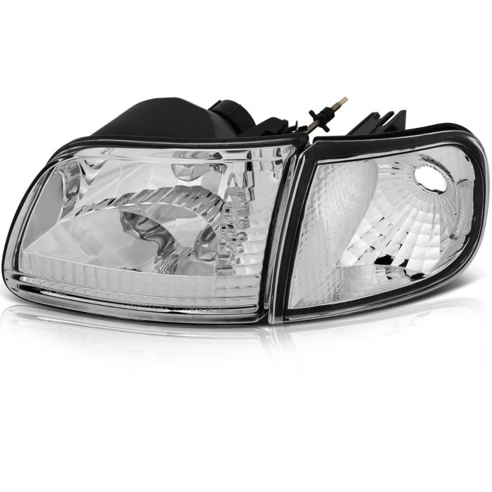 1997-2002 Ford Expedition/97-03 F150 Headlights Assembly Driver and Passenger Side Chrome Housing 