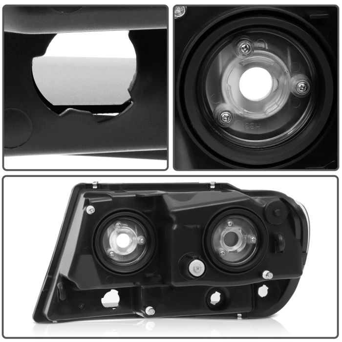 1999-2004 Jeep Grand Cherokee Black Housing Headlights Assembly Driver and Passenger Side