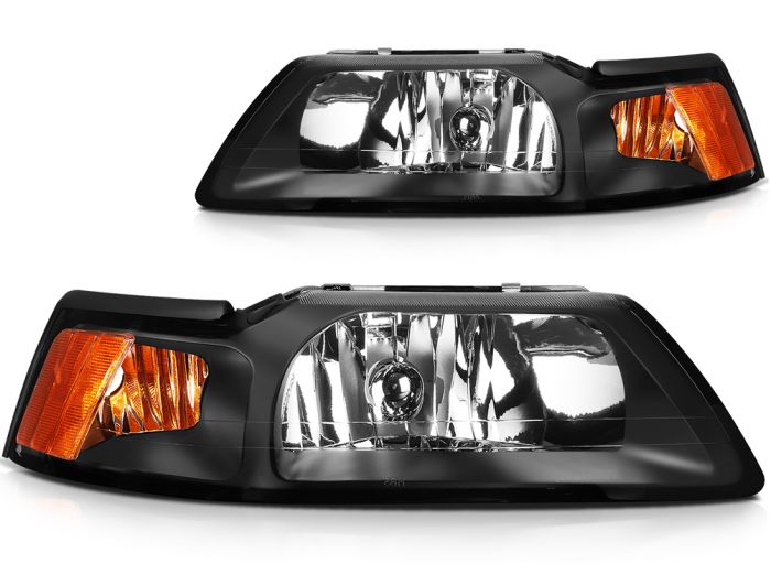 1999-2004 Ford Mustang Headlights Assembly Driver and Passenger Side Black Housing