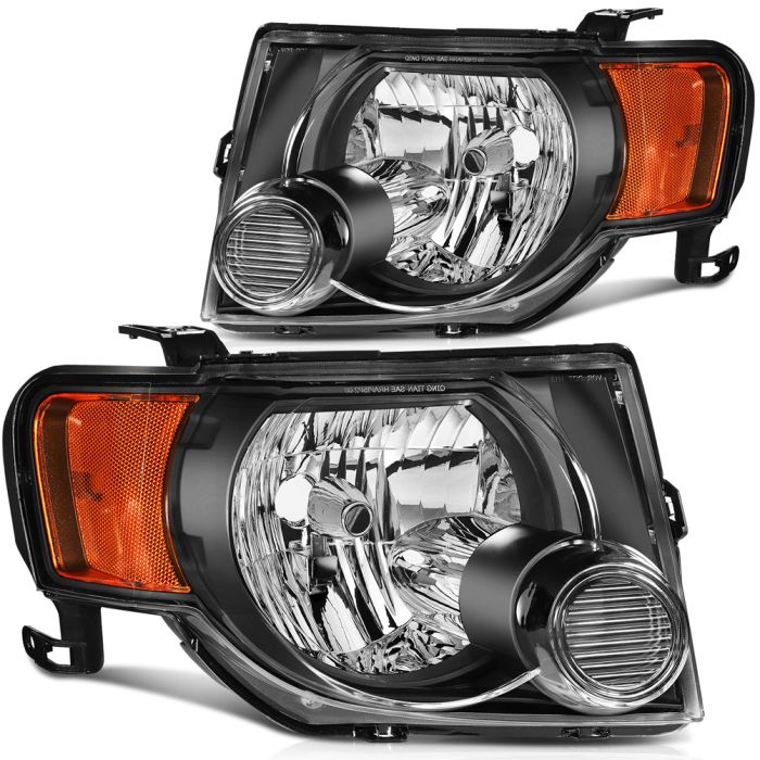 2008-2012 Ford Escape Headlights Assembly Driver and Passenger Side Black Housing