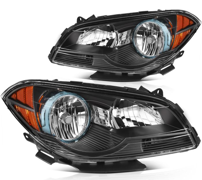 2008-2012 Chevrolet Malibu Headlight Assembly Driver and Passenger Side Black Housing 