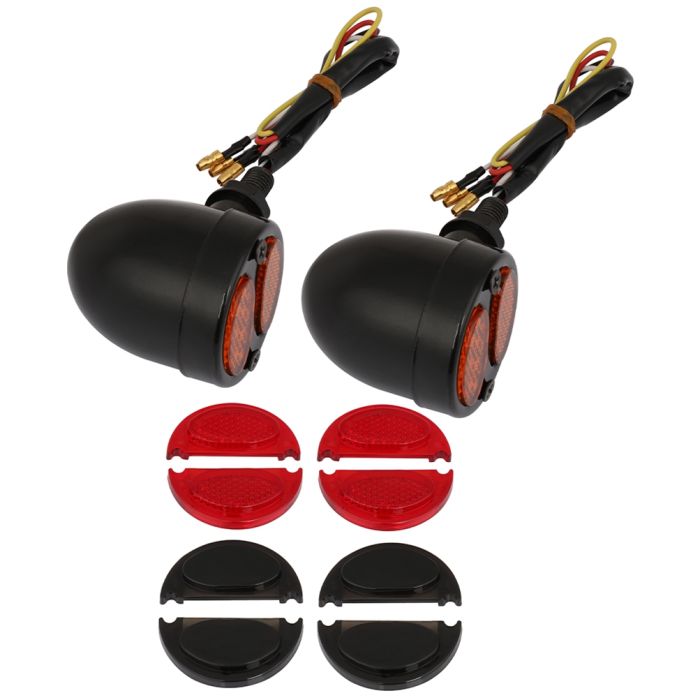 Black Bullet Turn Signal light Motorcycle LED Tail Light 4 Wires Set Up 2pc