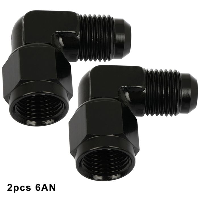 6AN Bulkhead Flare Fitting Works With Braided Or Nylon Braided Lines Black 