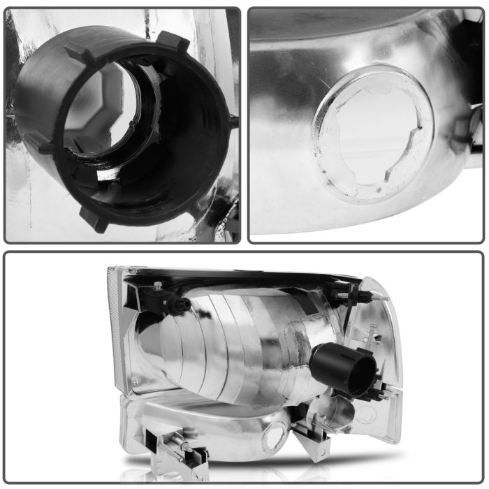 2000-2004 Ford Excursion/99-05 F250 F350 Super Duty Headlight Assembly Driver and Passenger Side Chrome Housing 