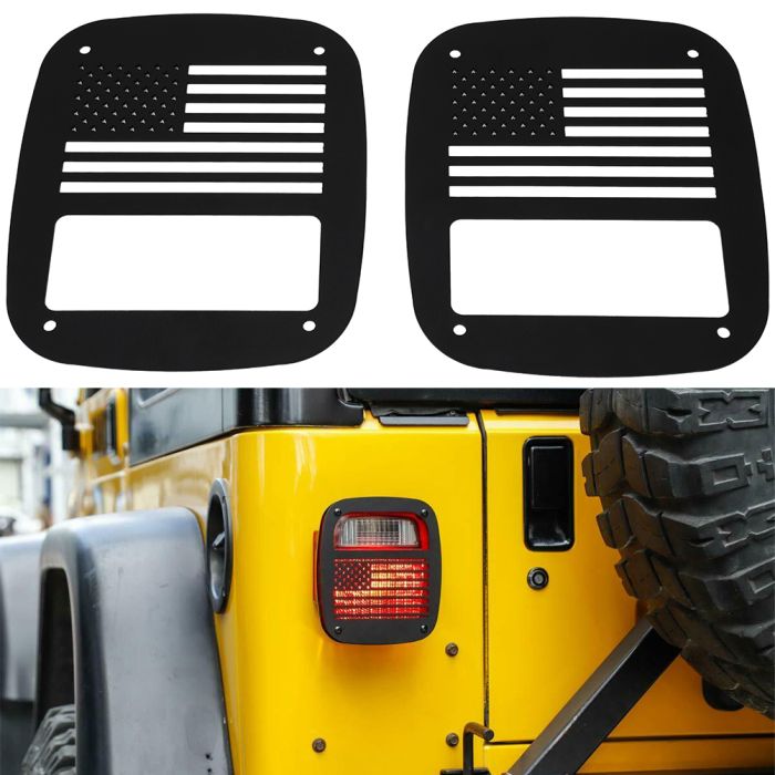 Rear Taillight Metal Tail Light Guards Cover for 87-2006 Jeep Wrangler YJ TJ 2pc