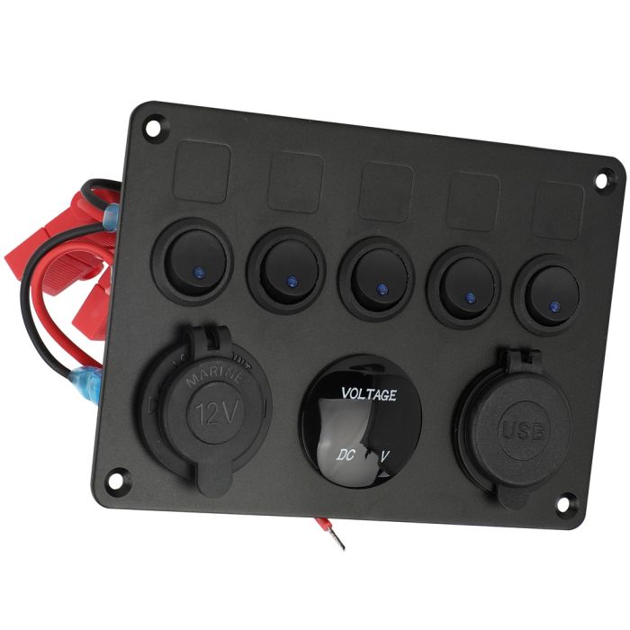 5 Gang Toggle Switch Panel 12V/24V ON-OFF Waterproof For Car Truck Boat