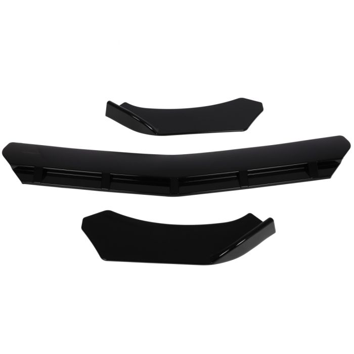 Universal Adjustable Front Bumper Lip For Most -Gloss Black - 3PCS