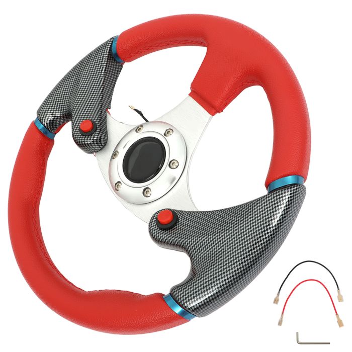 6 Bolt 320MM PVC Red Racing Steering Wheel PVC Leather + Horn Button Universal