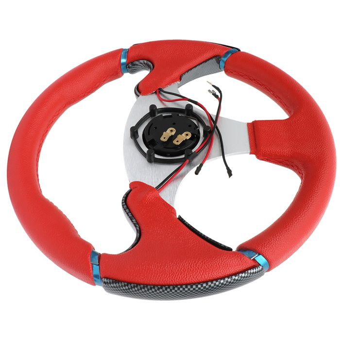 6 Bolt 320MM PVC Red Racing Steering Wheel PVC Leather + Horn Button Universal