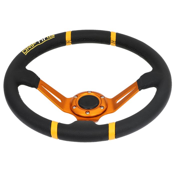 350mm 6-Bolt Universal Car Racing Steering Wheel Aluminum Frame Orange Center