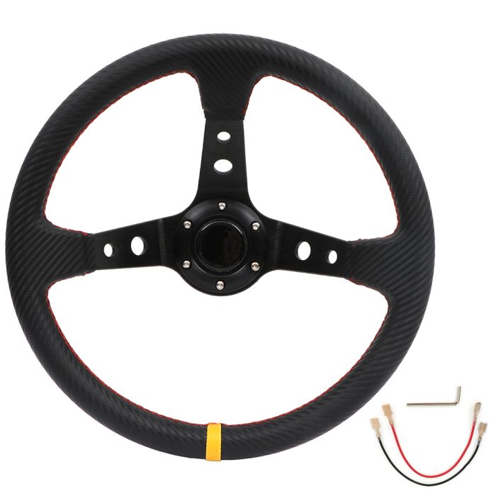 New Carbon Fiber 14in/350mm 3 Spoke Deep Dish 6 Bolt Sport Racing Steering Wheel