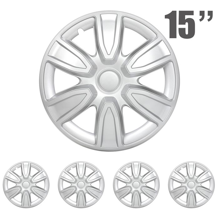 4-x-15-For-Toyota-Corolla-1968-2018-&-For-Ford-LTD-Silver-Hub-caps-Wheel-Covers-165218