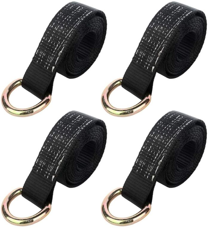 4PCS 2 x 8ft Black Lasso Tow Straps