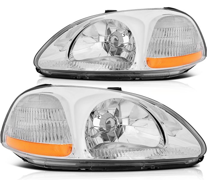 For 1996-1998 Honda Civic Headlight Assembly Pair Replacement Front Headlamp 
