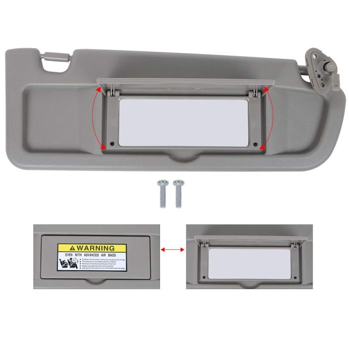 Sun Visor Atlas Gray Right Passenger Side without Sunroof for Honda (83230-SNA-A01ZA)- 1PC 