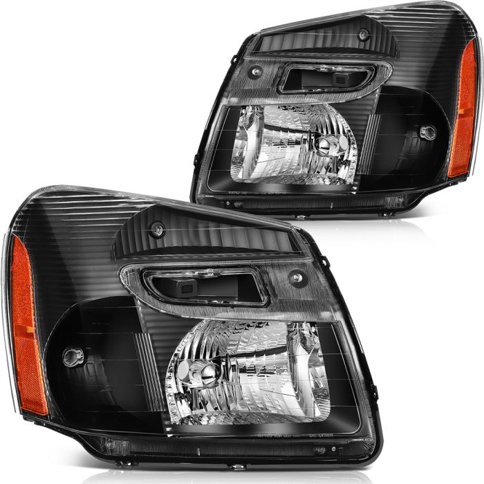 Fits Chevy Equinox 2005-2009 Headlight Assembly Black Pair Replacement 