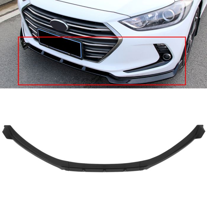 For 2016-2020 Hyundai Elantra Unpainted Black Front Bumper Body Kit Lip 3PCS
