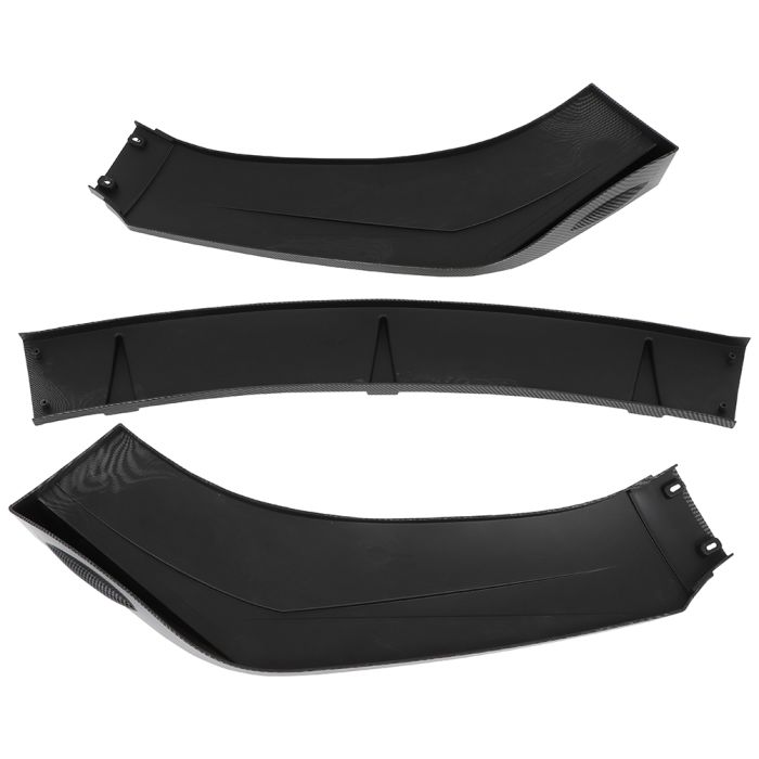 Universal Carbon Fiber Look Front Bumper Lip Body Kit Spoiler Black 3pcs