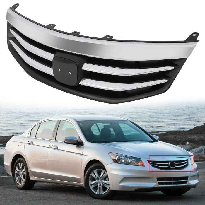 1pcs Front Upper Chrome Grill Radiator Bumper Grille For Honda Accord 2011-2012