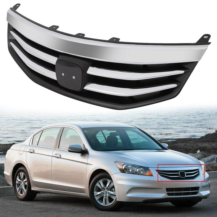 1pcs Front Upper Chrome Grill Radiator Bumper Grille For Honda Accord 2011-2012