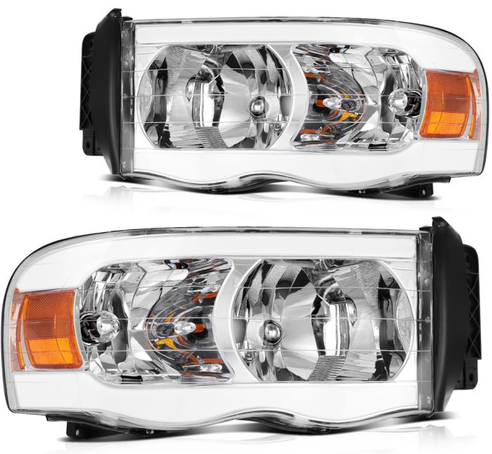 For 2002-2005 Dodge Ram Headlight Assembly Pair Replacement Front LED DRL Lamp 