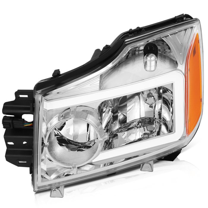 For Nissan Titan 2004-15 Headlight Assembly Replacement Front Chrome Lamps Pair 