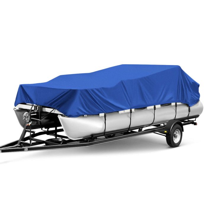 Heavy-Duty-Trailerable-Pontoon-Boat-Cover-Outdoor-Storage-Winter-Protection-Blue-170513