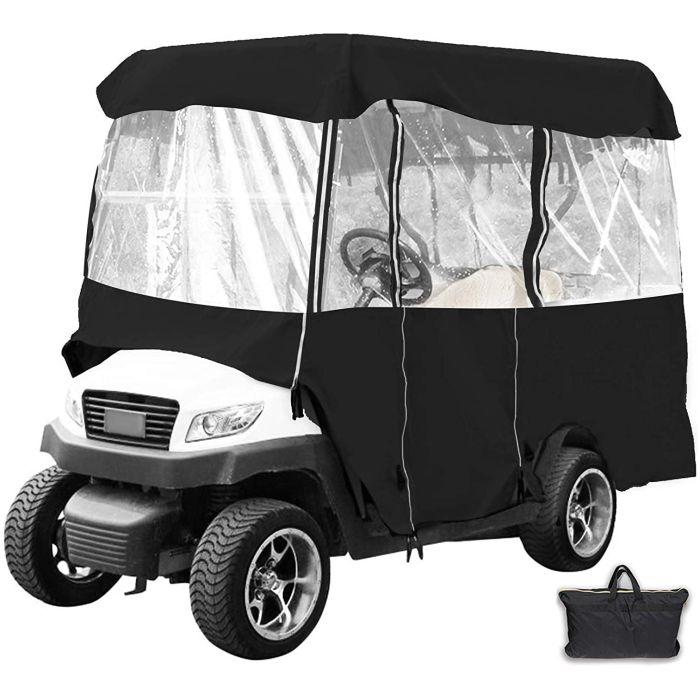 300D-Golf-Cart-Cover-4-Passenger-Waterproof-Black-Rain-Cover-Enclosure-170840