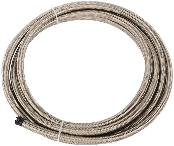AN6 15F Braided Fuel Line Hose stainless steel silver