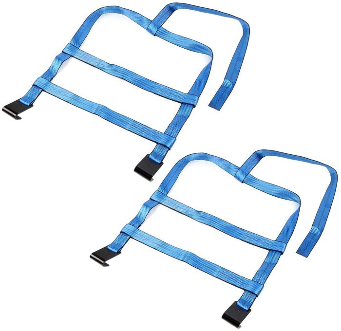 Blue Tow Dolly Basket Straps with Flat Hooks (2 Pack)