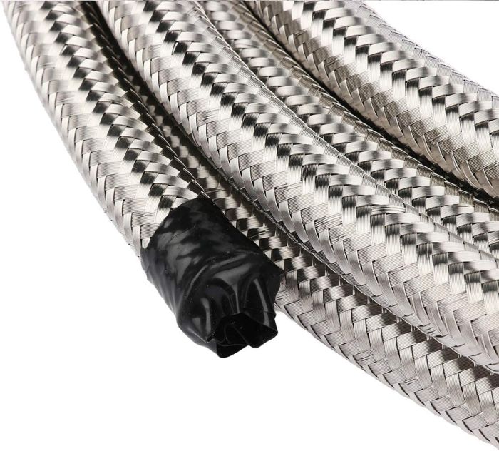 AN6 15F Braided Fuel Line Hose stainless steel silver