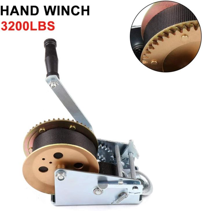 3200 LBs Hand Winch with 33ft (10m) Strap