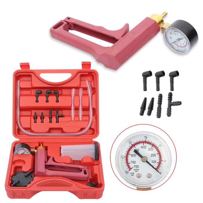 Hand Held Vacuum Pressure Pump Tester Tool Brake Bleeder Kit Adapters For Autos