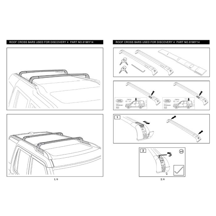 Aluminum Roof Rack Cross Bar For 2005-2016 Land Rover LR3/LR4 Sport Utility 4-D luggage Rack