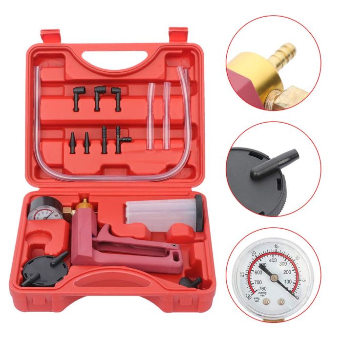 Hand Held Vacuum Pressure Pump Tester Tool Brake Bleeder Kit Adapters For Autos