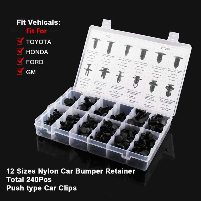 Car Push Pin Rivet Trim Clip Panel Retainer Kit -240 Pcs