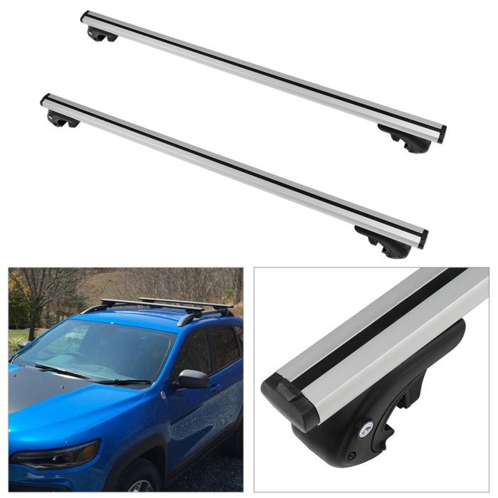 thumbnail image 2 of Roof Rack Cross Bars For 14-20 Jeep Cherokee – OEM Style Aluminum + ABS (Matte Black) 2 of 6