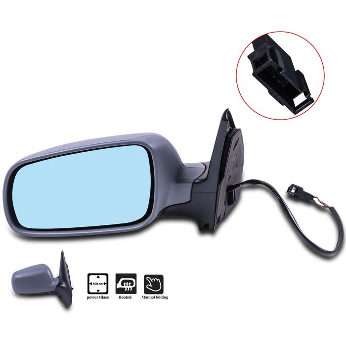 Driver Side View Mirror For 99-06 Volkswagen Golf 99-10 Volkswagen Jetta w/Blue Tint Power Heated Manual Fold